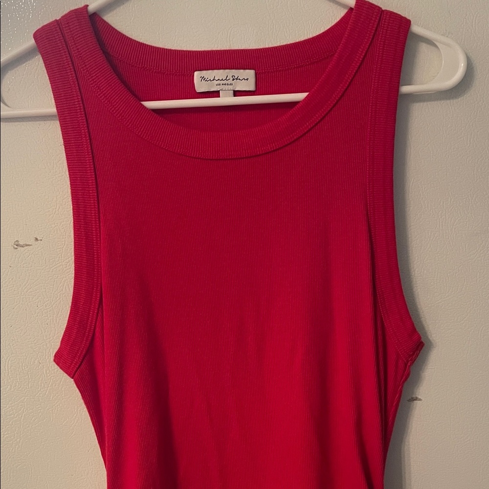 Michael Stars Los Angeles Large Scarlet Red Ribbed Maxi Dress Resort Classic - Picture 4 of 8
